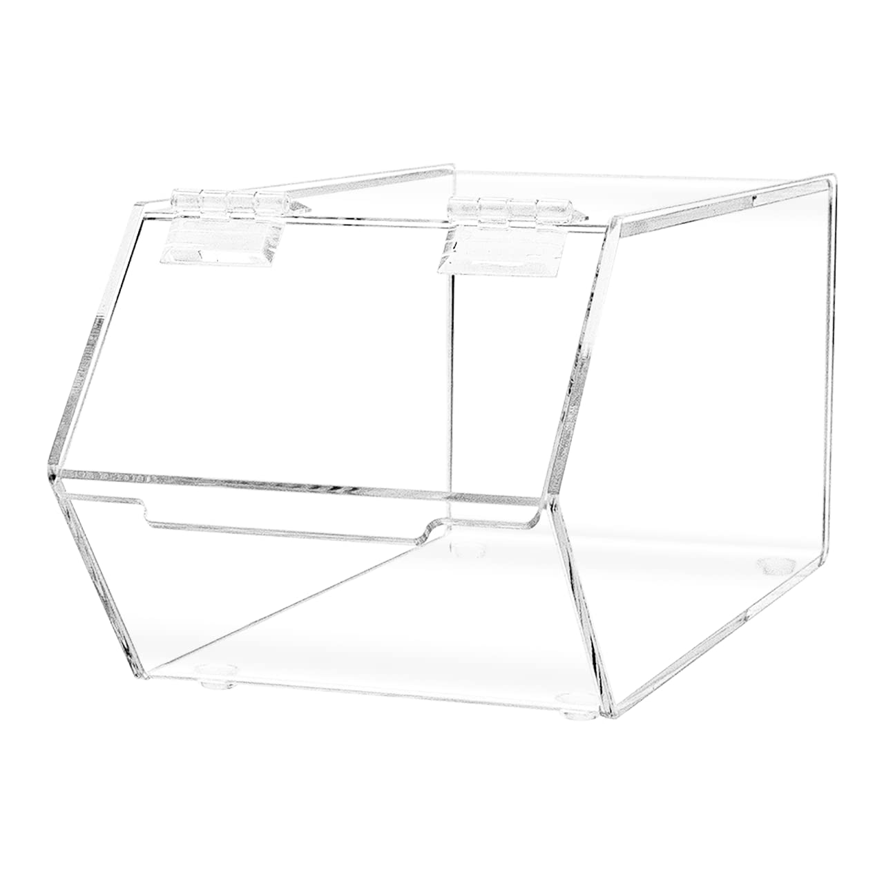Food Storage Bin with Hinged Lid for Ice Cream Toppings 5" x 11" Candies Nuts Granola Cereal Clear Acrylic Dispenser No Assembly by Marketing Holders