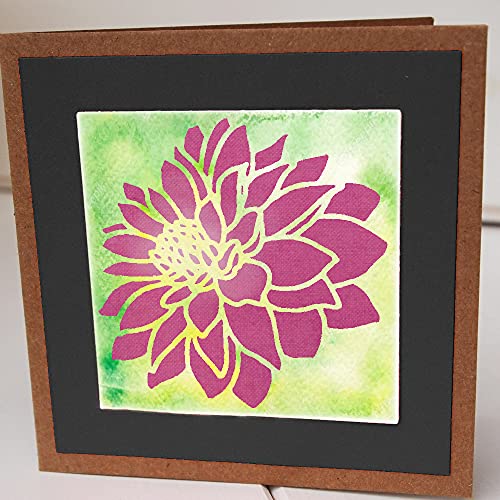 Large Dahlia Stencil for Painting on Wood, Canvas, Paper, Fabric, Walls and Furniture - Flower Stencil - 8x8 Inches - Reusable DIY Art and Craft Stencils - Floral Stencil
