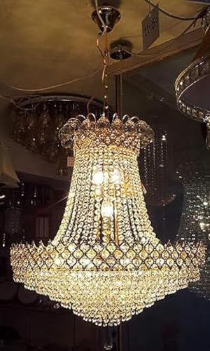 Image of SUANI Modern Crystal Decorative Pendant Chandelier for Home, Restaurant, Hotel | Light Fixture Jhoomar (Golden 480 mm)