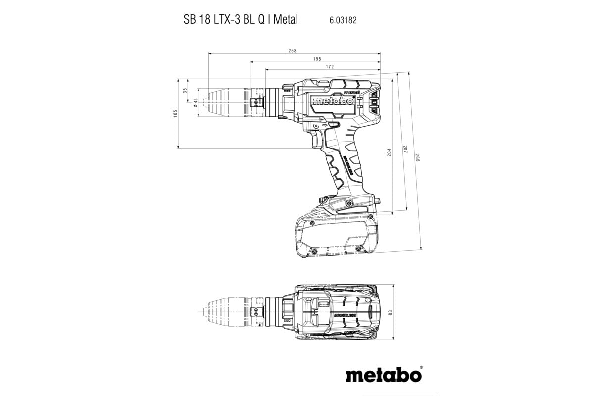 Metabo SB 18 LTX-3 BL Q I akumulatorowa wiertarko-wkrętarka udarowa do metalu 18 V (wiertarko-wkrętarka udarowa, wiertarka, śrubokręt, bez akumulatora + ładowarka) # 603182850