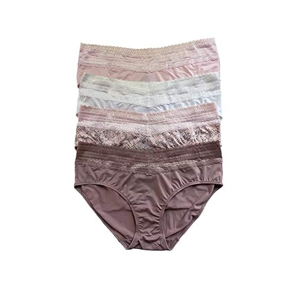 Warner's Womens No Pinches No Problems Hipster Panty 4-Pack, Medium, Beige/Animal Swirl Print/White/Pink