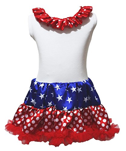 Vestido de volantes tricolor con estrellas y lunares para niña de 1 a 8 años