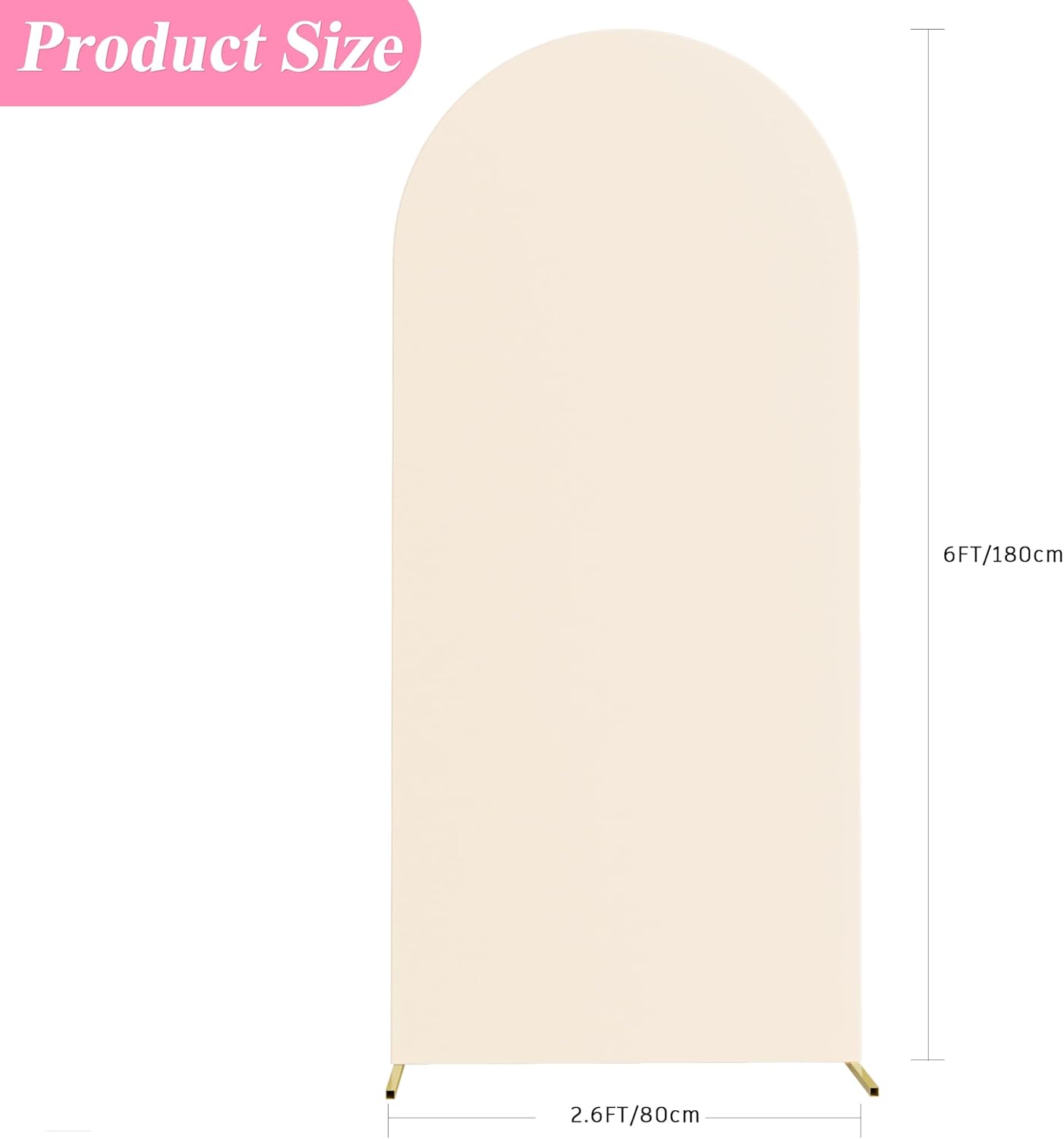 Gold Arch Backdrop Stand and Beige Weding Arch Cover Bundle 6FT