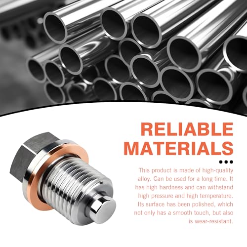 Image of M16 x 1.5 Magnetic Oil Drain Plug, Magnetic Stainless Steel Oil Pan Drain Nut Bolt with 5 PCS Copper Crush Washer Anti Leakage, Universal Leak-proof Replacement,Fits Most Cars, Motorcycles, Boats