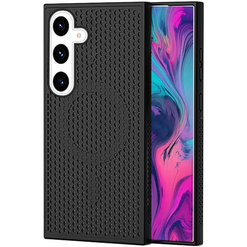 Ysnzaq Cooling Case for Samsung Galaxy S24+ (Not S24), Support Wireless Charging & Car Mount, Honeycomb Phone Case for Samsung Galaxy S24 Plus SR Black