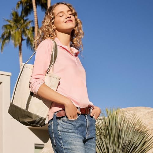 Image of Lands' End Zip Top Long Handle Canvas Tote Bag