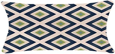 Decorative Throw Pillow Covers 12 x 20 Inch Double Side Design,ZUEXT Set of 6 Geometric Cotton Linen Indoor Outdoor Pillow Case Cushion Cover for Car Sofa Home Decor(Navy Pear Green New Living Series)