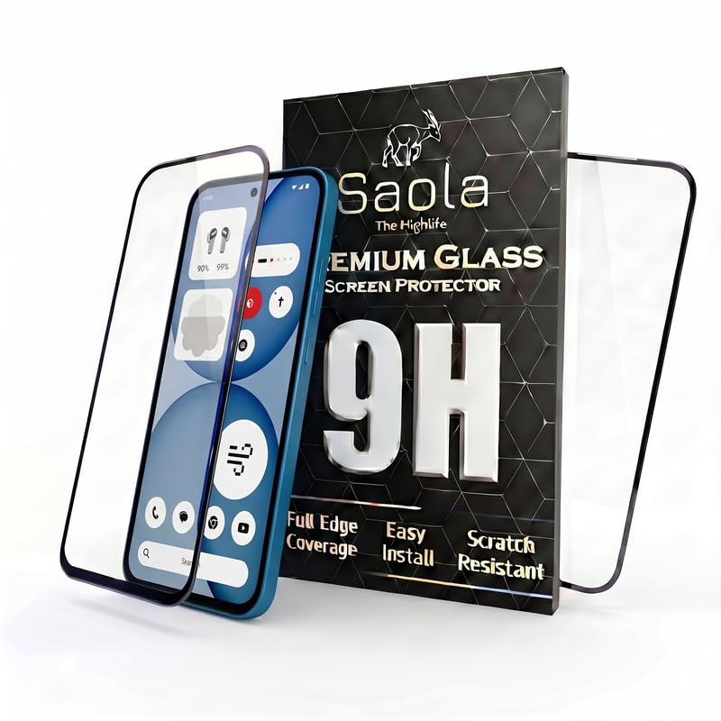 Image of Saola HD+ Oleophobic Tempered Glass For Nothing Phone 4a (PACK OF 1) with Hassle-less Installation Kit. Full screen Coverage. 6.78 inch