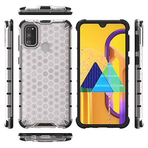 Image of Glasgow | for Samsung Galaxy M21 Honeycomb Pattern Back Case Cover for Samsung Galaxy M21 with 4 Bumper Corners and Military Grade Protection - Transparent