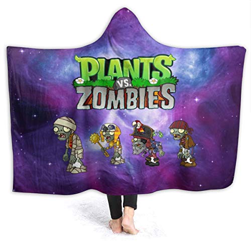VIMMUCIR1 Plants Vs Zombies 3D Throw Blankets, Warm Wearable Hooded Blankets Soft
