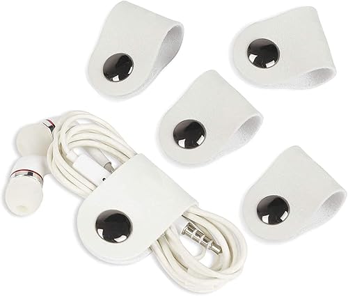 Miniatura 1 de Sujetador de piel para cables, para audífonos (juego de 3), Blanco