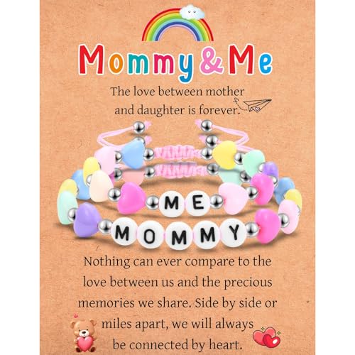 Image of Mommy and Me Matching Bracelets Set, First Day of School Kindergarten Preschool First Grade Gifts, Back to School Gifts for Daughter Girls