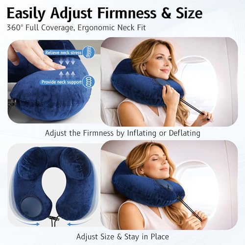 Coussin De Voyage Avion : Coussin de Voyage Gonflable, Coussin Avion, Oreiller de Voyage Portab... – Image 4