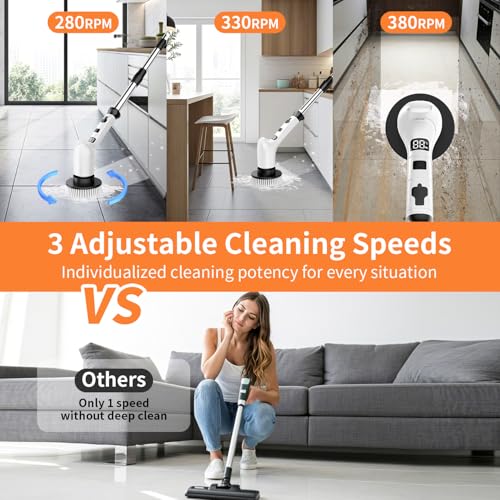 Image of Electric Spin Scrubber for Cleaning Bathroom,Cordless Power Shower Scrubber - Electric Cleaning Brush for Tile Tub Bathtub Kitchen Wall Cleaning