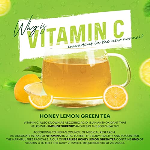 Image of Fearless Honey Lemon Green Tea Bags 25 pcs | Immune Boost with Added Vitamin C | Comforting & Refreshing Flavour | Natural Aroma & Organic Taste | For Fast Weight Loss | 100% Whole Leaves, No Dust