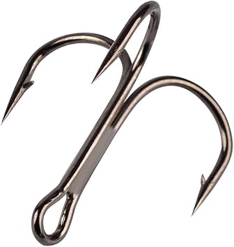 AMHDV 100pcs Treble Hooks Barbed Sharp Treble Hook for Freshwater and Saltwater