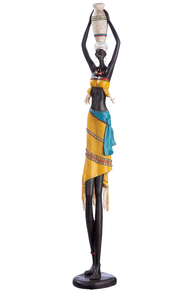 GILDE Figura Decorativa Grande y Moderna Escultura Africana XXL – decoración Africana de Resina – Estilo Africano – Altura 89 cm