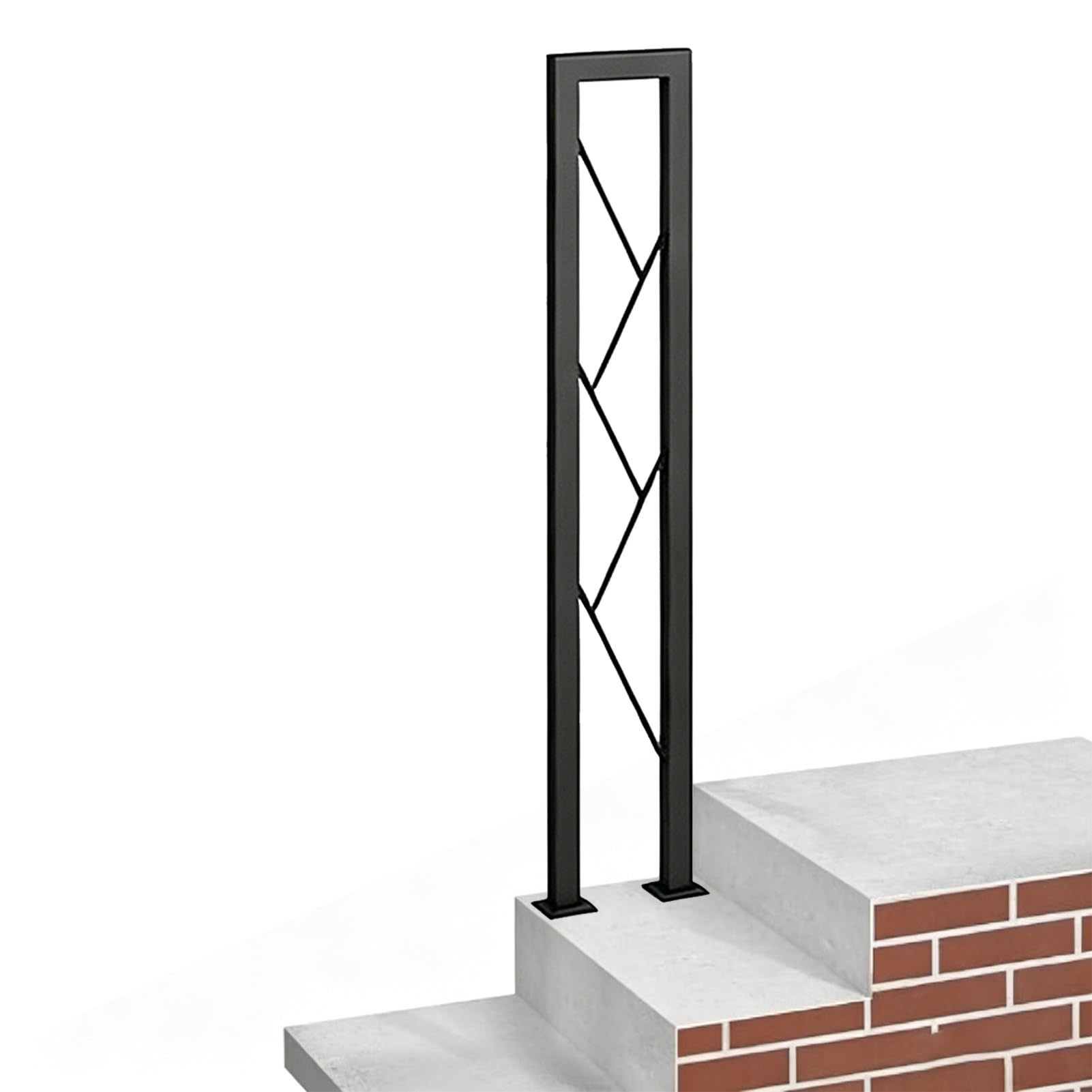 Modern Handrail for Stairs, Front Porch U-Shaped Banister Hand Rails for Indoor Outdoor, Staircase Railing Black Metal Wrought Iron Support Rod(90cm/35in)