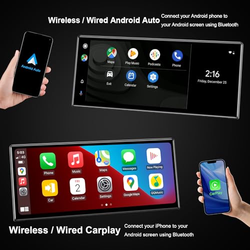 Image of PEMP Ultra-Thin 12.3 inch for BMW i3 l01 NBT (2013-2017) Wireless and Wired CarPlay Android Auto Screen Calls Using The OEM Bluetooth