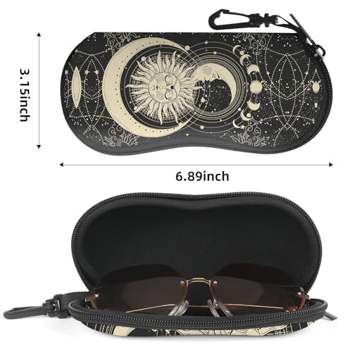 Image of Sunglasses Soft Case, Cute Ultra Light Portable Neoprene Zipper Eyeglass Glasses Case with Belt Clip for Men Women