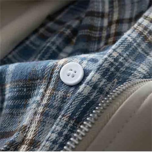 Men Bomber Jacket Faux Two Piece Color Block Plaid Button Down Fashion Coat - image 7