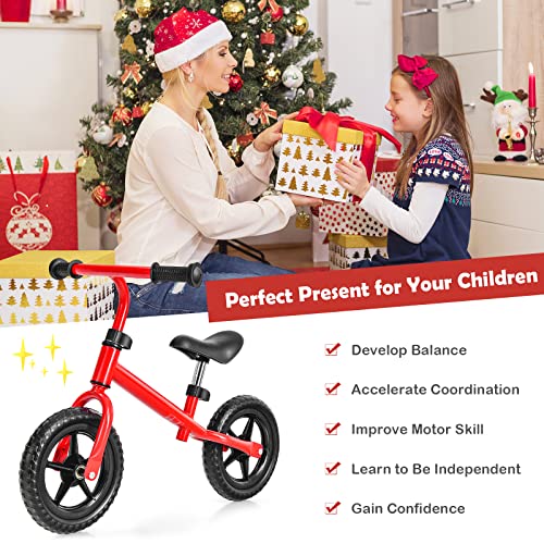Baby Joy Kids Balance Bike, No Pedal Training Bicycle With Adjustable Handlebar & Seat And Puncture-Proof Eva Tires, Lightweight Beginner Toddler Bike, Ages 30 Months To 5 Years (Red) #TOP7