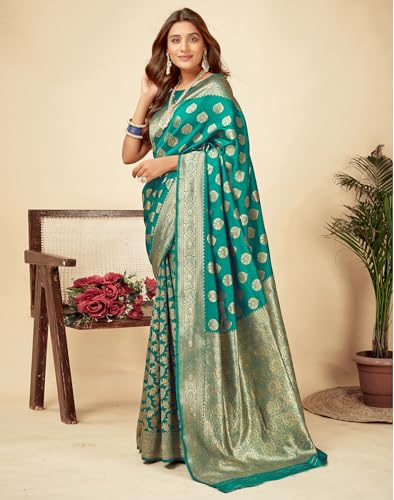 Image of SIRIL Women's Banarasi Soft Silk Saree Pure Silk with Unstitched Blouse Piece