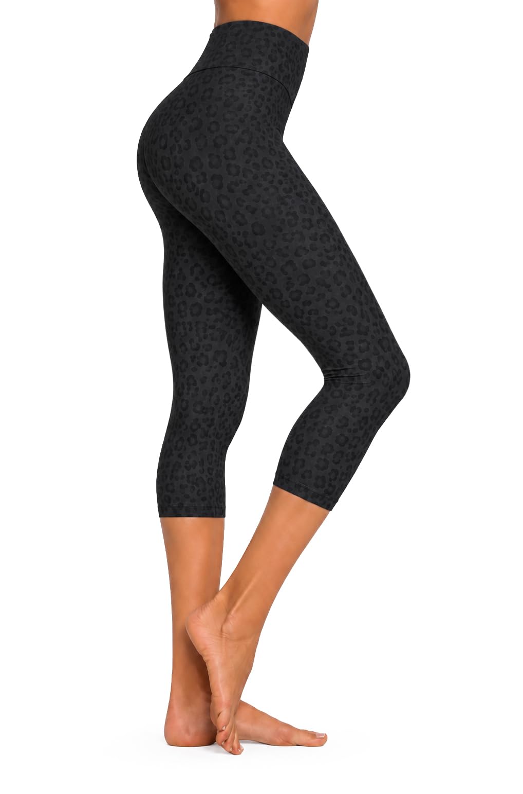 SMILODOX Capri Leggings Damen Velvara, 3/4 Sporthose im Leo Print, High Waist Fitnesshose mit 4-Wege-Stretch, blickdichte Trainingshose mit Konturnähten für Gym, Yoga, Sport und Alltag
