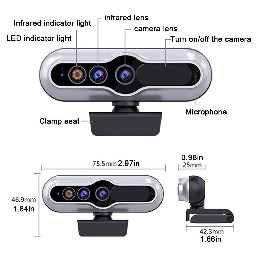 2K Webcam, Video Calling, Mikrofon Z Eliminacją Szumów, Streaming Camera, Ochrona Prywatności, Auto-Focus, Web Camera USB Plug And Play Do Nauki Online I Spotkań