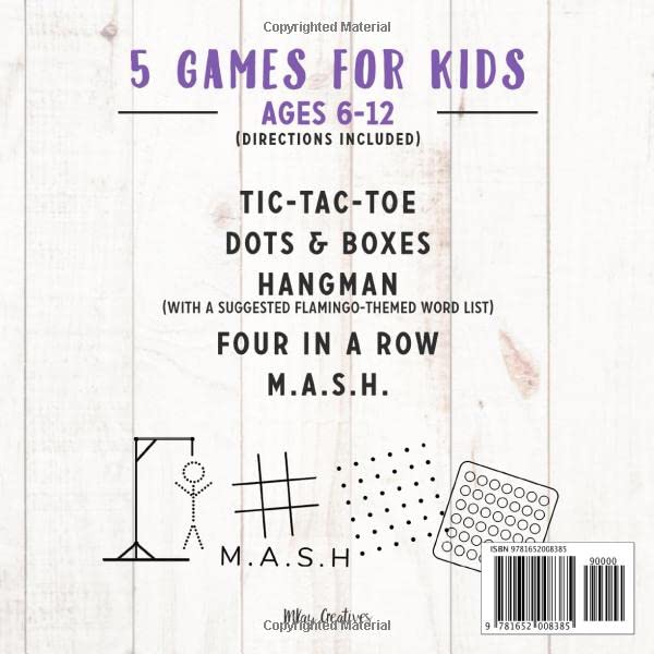 FLAMINGOS Hangman, Dots & Boxes, Tic-Tac-Toe, & More: Games For Kids Ages 6-12 | Activity Book for Road Trips, Babysitters, Stocking Stuffers, Birthdays, Grandkids, Gifts (Animal Themed Game Books) image 2