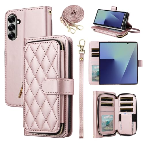 Elisorli for Samsung Galaxy Z Fold 7 ���/�V�����_�[�X�g���b�v �J�[�h�X���b�g �W�b�p�[���z ���� PU���U�[ �X�^���h ���߂� �g�ѓd�b�̃J�o�[ ���� ZFold Z7 G Fold7 7Z �E�H���b�g�P�[�X ���� 