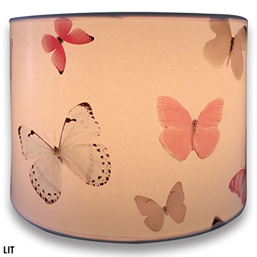 Image of Royal Designs, Inc. Trendy Decorative Handmade Drum Shade, Made in USA, 10in, HBC-8034-10, Butterflies