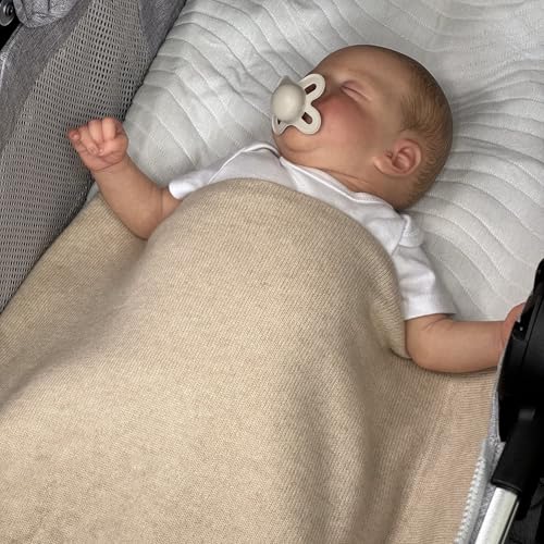 Jet&Bo BABY 100% Cashmere Baby Blanket Luxe Knit Design in Brown Sugar - 32" x 40" - Ultra Soft, Hypoallergenic & Temperature Regulating - Gift Box and Card Included4