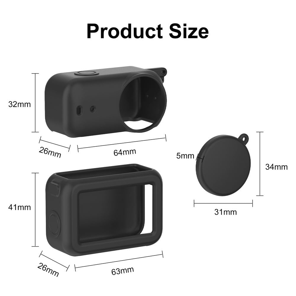 Funda protectora de silicona para cámara de acción Osmo para agarre suave al tacto con diseño personalizado y ligero, compatible con OSMO-, color negro