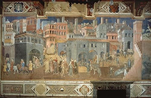 Image sur toile Il Buon Governo d'Ambrogio Lorenzetti affiche impression d'art