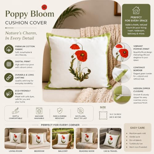 Image of Blooming Garden Printed Accent Cushion Cover for Home Decor, Sofa Pillow Cover, Premium Fabric, Pack of 1