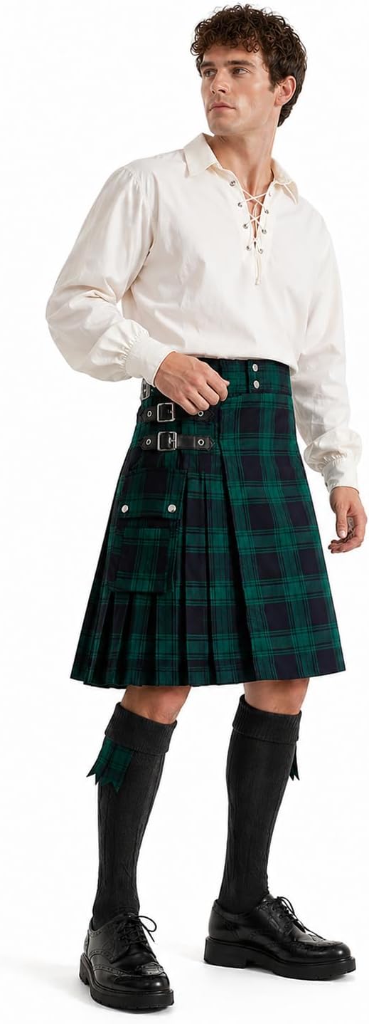 Scottish Mens Kilt Traditional Highland Tartan Utility Kilt