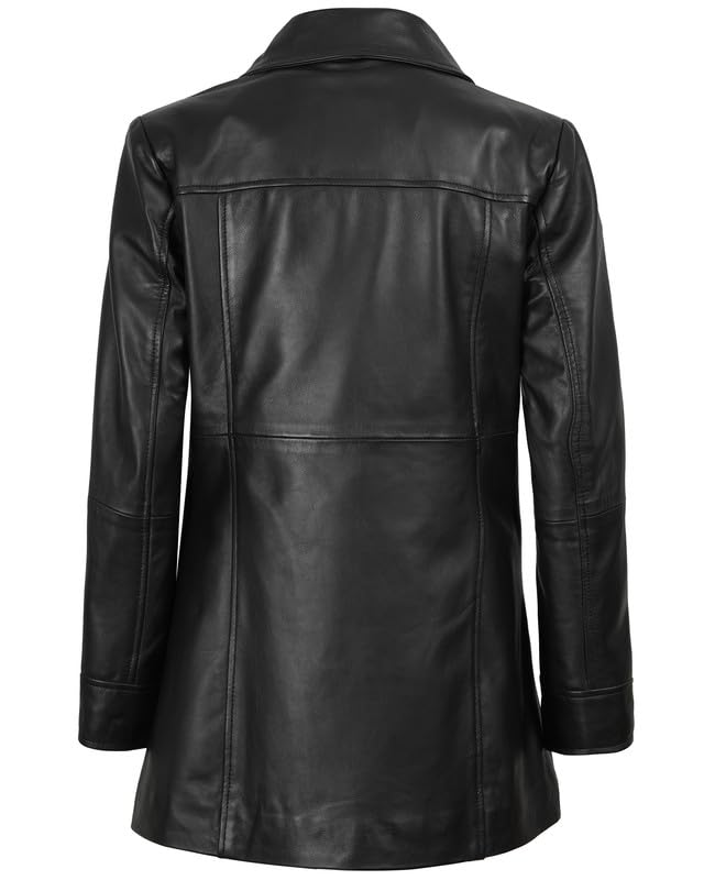 Image of Blingsoul Disc Leather Long Women's Coat (N3) | [1316186] Kandis Black, 2XL