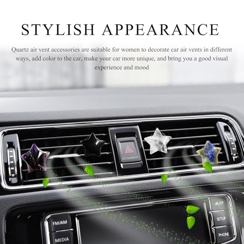 Image of DXNQ 4PCS Star Crystal Car Vent Clips, Quartz Crystal Star Shape Air Freshener Vent Clip with Aroma Tablet, Gemstone Star Lovely Auto Air Outlet Clip Charm Decor for Girl Women