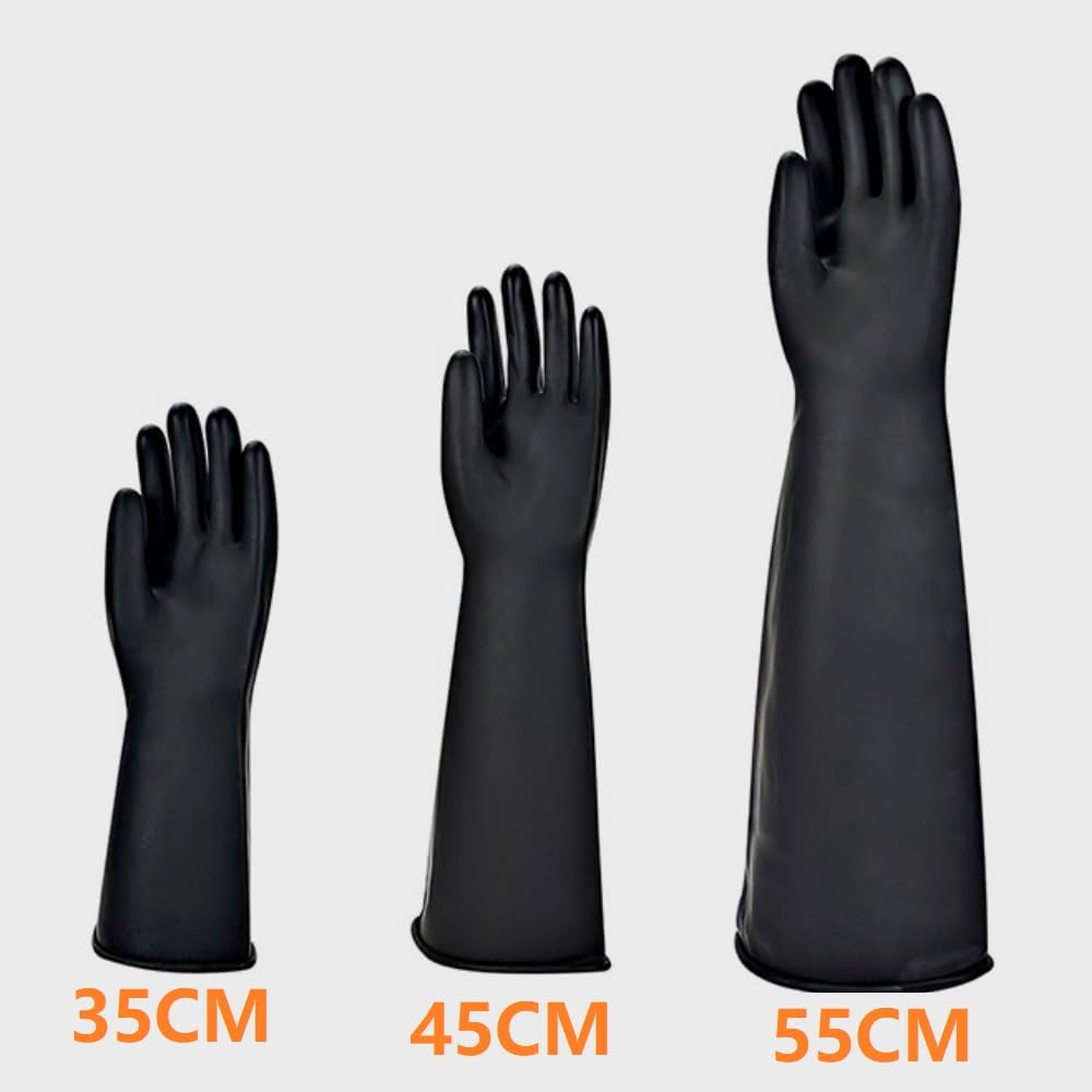 Gants résistants aux substances chimiques, gants en latex résistants, résistants aux acides, aux alcalis et à l'huile (noir-35 cm)