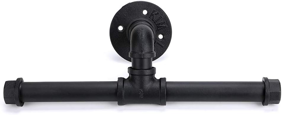 Sumnacon Double Pipe Vintage Style Toilet Paper Holder, Industrial Iron Pipe Roll Tissue Holder Towel Racks With Hardware For Bathroom, Bedroom, Kitchen, Electroplated Black Finish