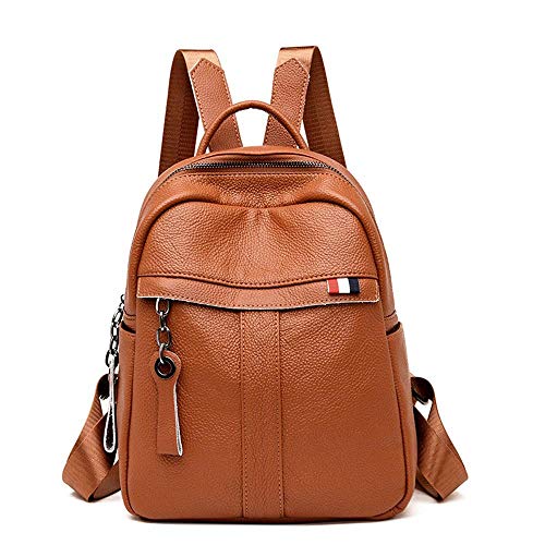 Mochila para damas en cuero suave marrón con diseño práctico