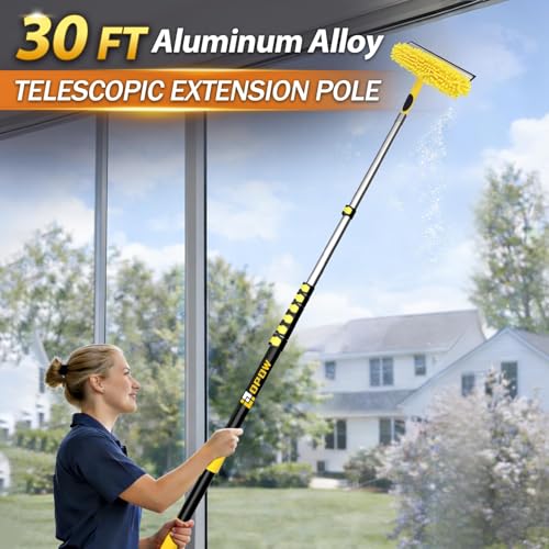 Image of 36ft Squeegee Window Cleaner with Extension Pole,2 in 1 Window Cleaning Tool with 8-Stage Telescopic Pole & Rotatable Head,Window Washing Equipment for Solar Panel, RV, Indoor /Outdoor Window,Car Glass
