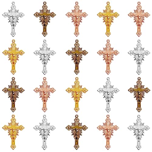 WenRity 20Pcs Alloy Vintage Jesus Cross Charms Rosary Centre Love