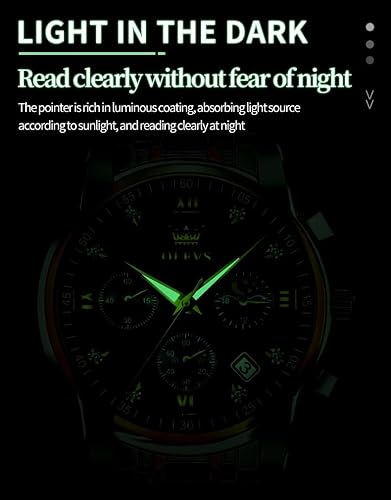 Miniatura 5 de OLEVS Watch for Men Diamond Business Dress Analog Quartz Stainless Steel Waterproof Luminous Date Two Tone Luxury Casual Wrist Watch Blue