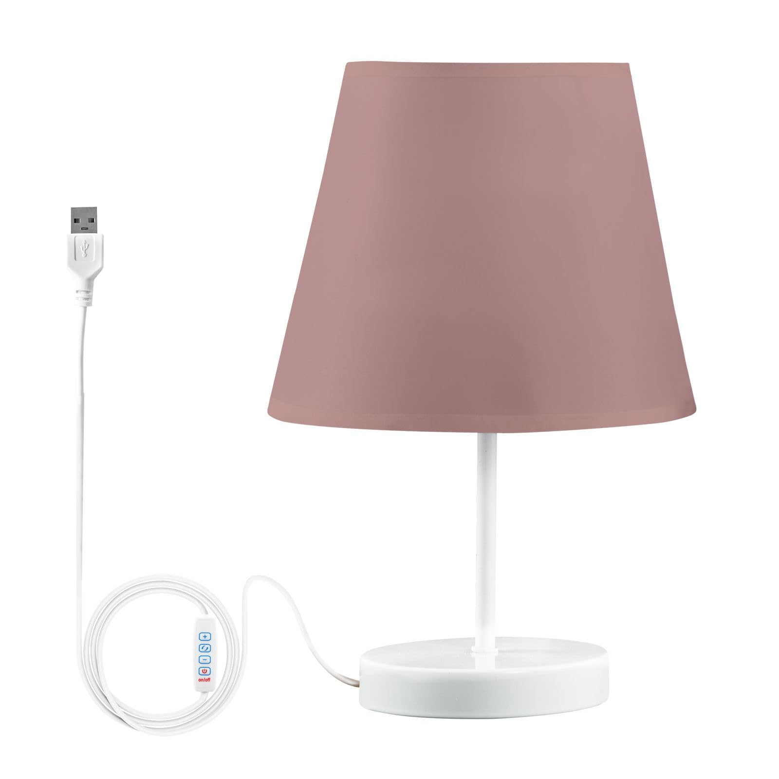 ODAWA Adjustable Desk Lamp Rosy Brown Bedside Table Lamp with USB Port Table Lamps for Bedroom