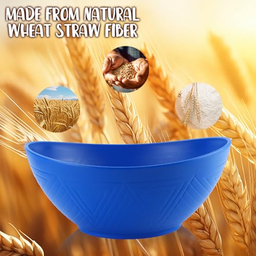 Wrova Wheat Straw Bowls Large Salad Bowls for Eating, Blue Bowls Set of 2 - image 6