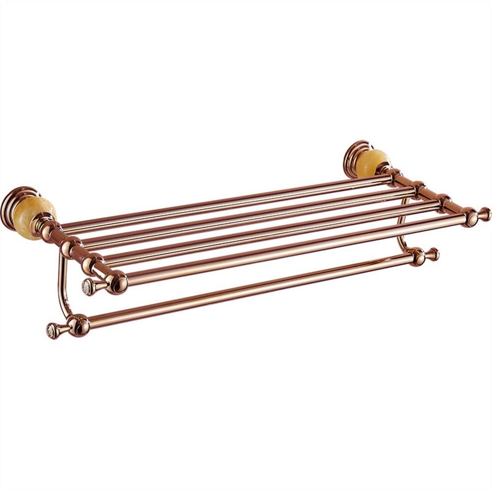GLETSF European-Style All-Copper Golden Jade Bathroom Towel Rack, Bathroom Rack Towel Bar