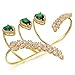dnswez Green Rhinestone CZ Cubic Zirconia Adjustable Multiple Finger Ring Palm Cuff Handlet for Women Gold Tone