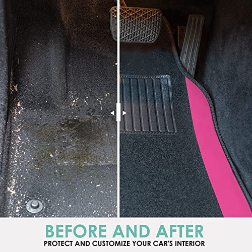 Image of FH Group Automotive Floor Mats - Universal Fit Premium Carpet Car Mats with Driver Heel Pad, Full Set for Cars, SUVs & Trucks - Pink